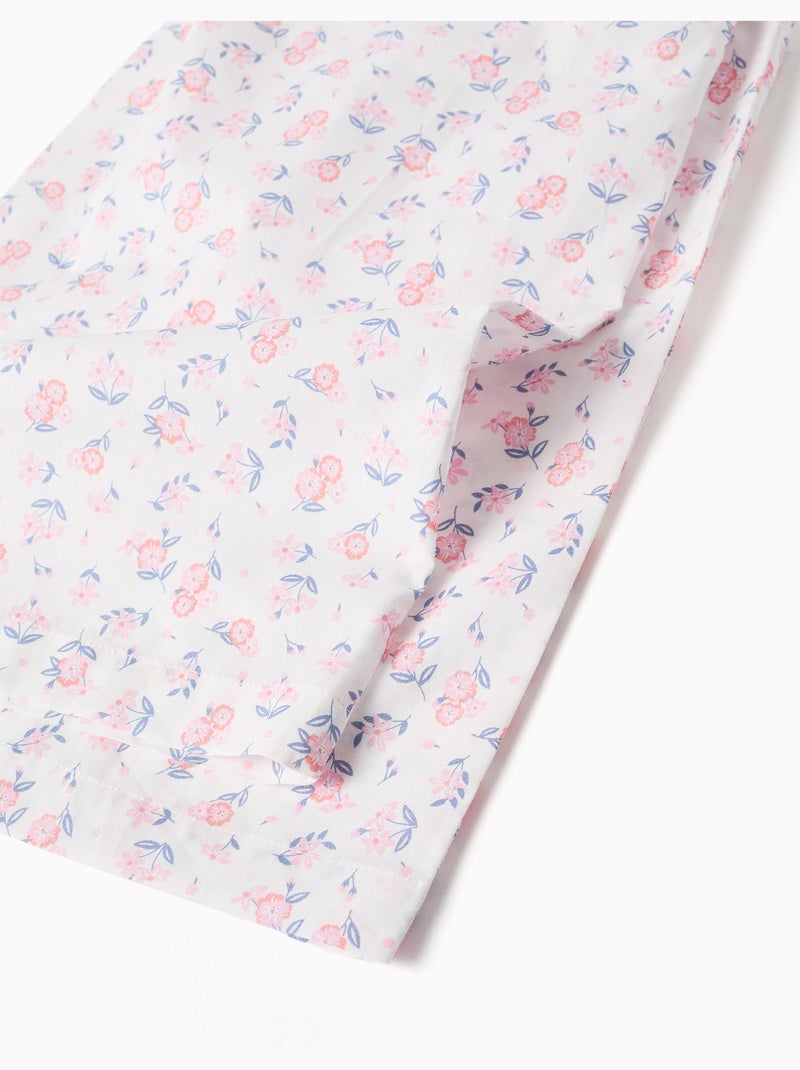 Pantalón de pierna ancha de popelina con estampado floral Blanco - Kiabi