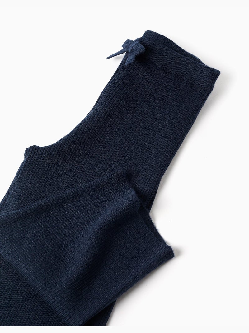 Pantalón de pierna ancha de punto acanalado Azul oscuro - Kiabi