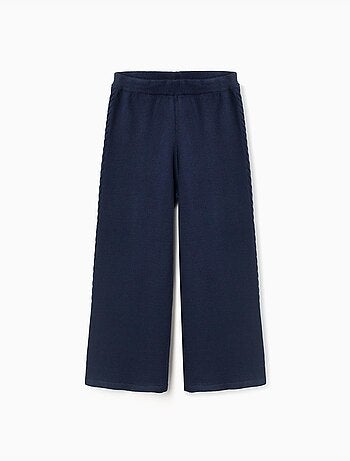 Pantalón de pierna ancha de punto con detalles trenzados