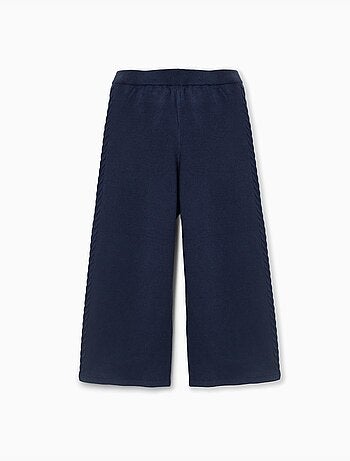 Pantalón de pierna ancha de punto con detalles trenzados
