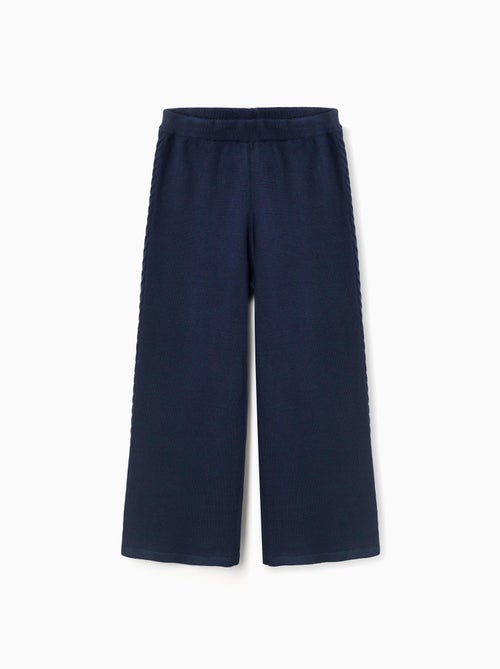 Pantalón de pierna ancha de punto con detalles trenzados - Kiabi Pantalón de pierna ancha de punto con detalles trenzados - Kiabi