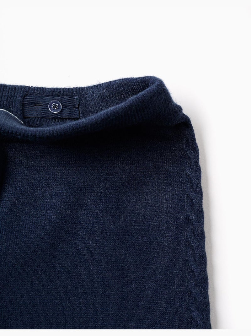 Pantalón de pierna ancha de punto con detalles trenzados Azul oscuro - Kiabi