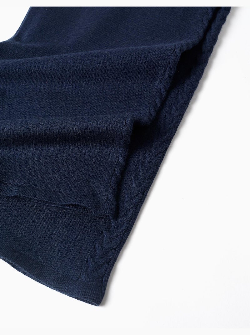 Pantalón de pierna ancha de punto con detalles trenzados Azul oscuro - Kiabi