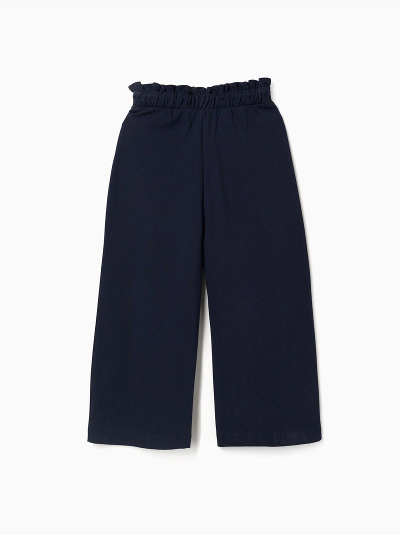 Pantalón de pierna ancha de punto Roma Azul oscuro - Kiabi