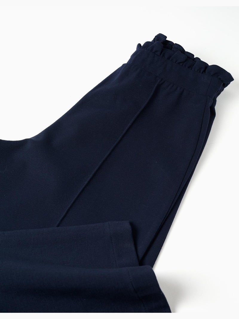 Pantalón de pierna ancha de punto Roma Azul oscuro - Kiabi