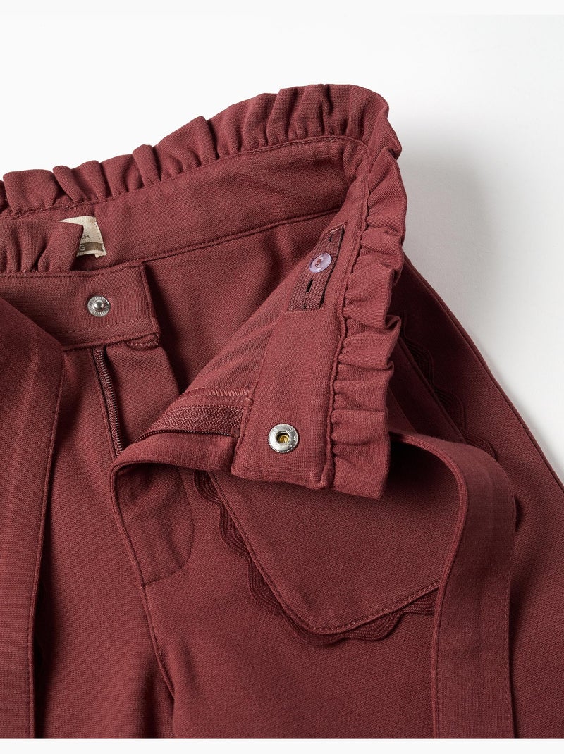 Pantalón de pierna ancha de punto Roma con cinturón Marrón - Kiabi