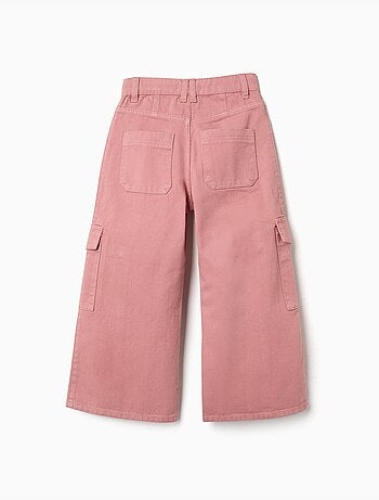 Pantalón de pierna ancha de sarga con bolsillos cargo