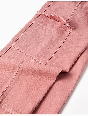 Pantalón de pierna ancha de sarga con bolsillos cargo