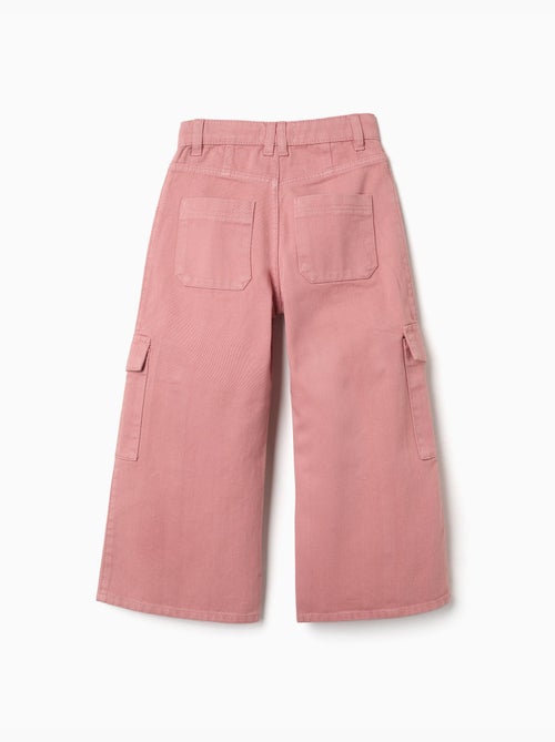 Pantalón de pierna ancha de sarga con bolsillos cargo - Kiabi Pantalón de pierna ancha de sarga con bolsillos cargo - Kiabi