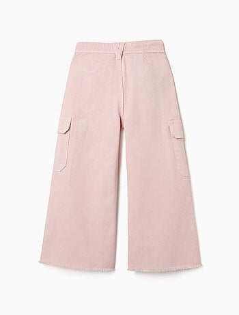 Pantalón de pierna ancha de sarga con bolsillos cargo