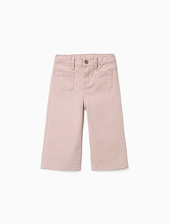 Pantalón de pierna ancha de sarga con bolsillos delanteros