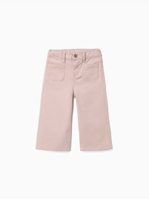 Pantalón de pierna ancha de sarga con bolsillos delanteros - Kiabi Pantalón de pierna ancha de sarga con bolsillos delanteros - Kiabi
