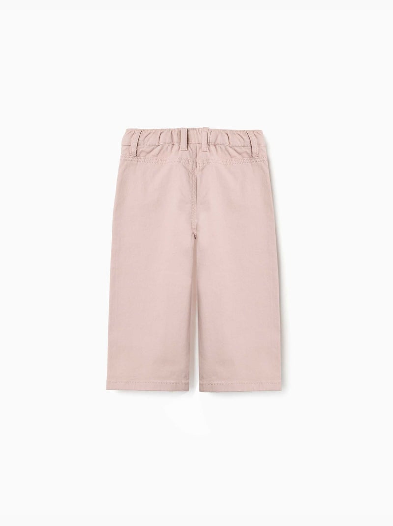 Pantalón de pierna ancha de sarga con bolsillos delanteros Rosa claro - Kiabi