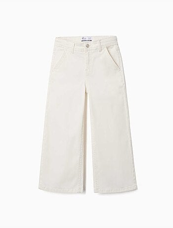 Pantalón de pierna ancha de sarga con cuatro bolsillos