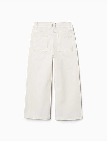 Pantalón de pierna ancha de sarga con cuatro bolsillos