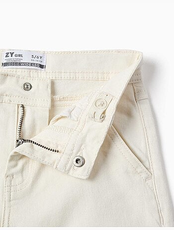 Pantalón de pierna ancha de sarga con cuatro bolsillos