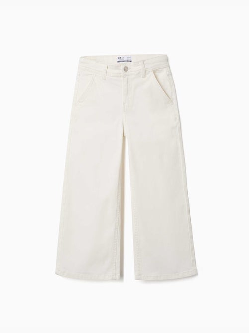 Pantalón de pierna ancha de sarga con cuatro bolsillos - Kiabi Pantalón de pierna ancha de sarga con cuatro bolsillos - Kiabi