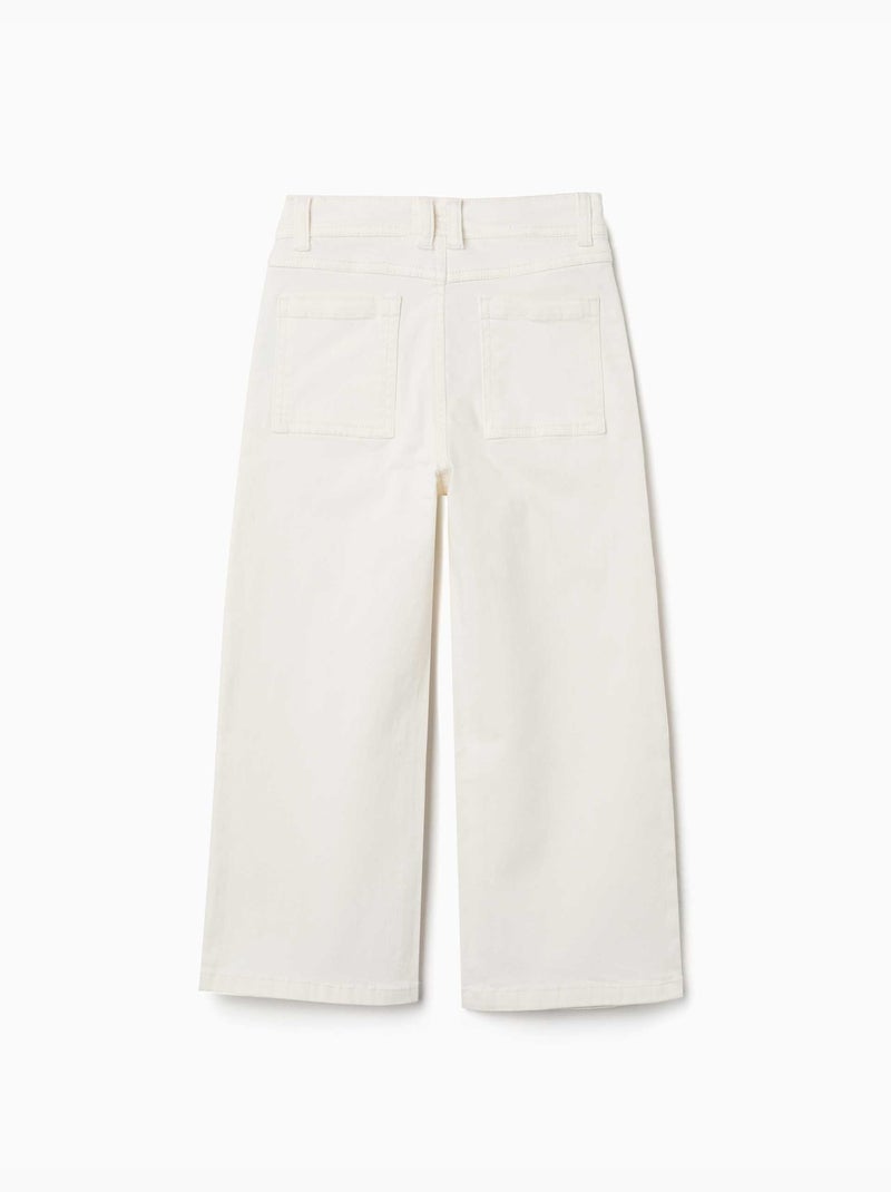 Pantalón de pierna ancha de sarga con cuatro bolsillos Blanco - Kiabi