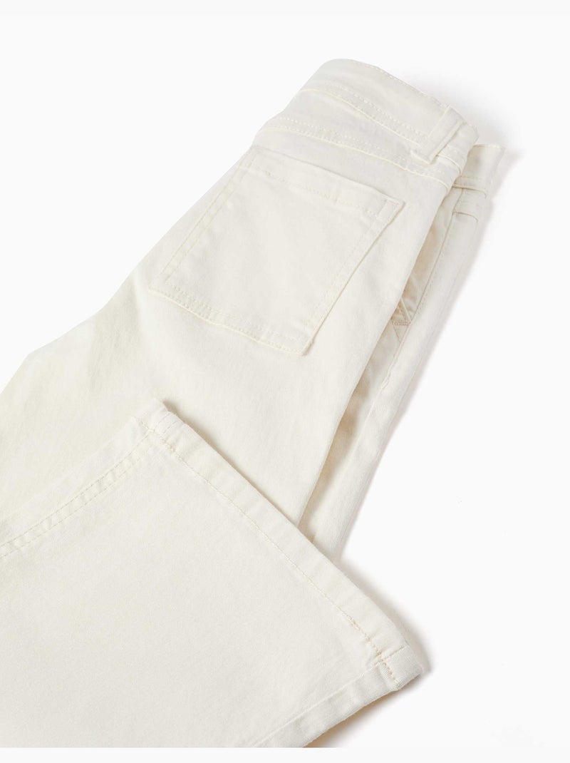 Pantalón de pierna ancha de sarga con cuatro bolsillos Blanco - Kiabi