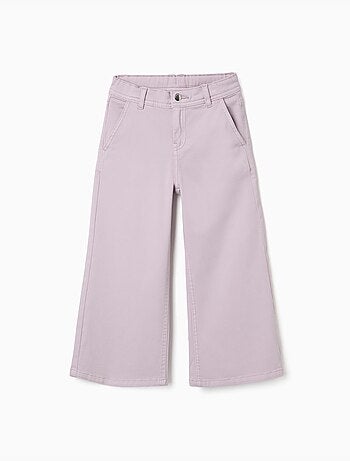 Pantalón de pierna ancha de sarga con cuatro bolsillos