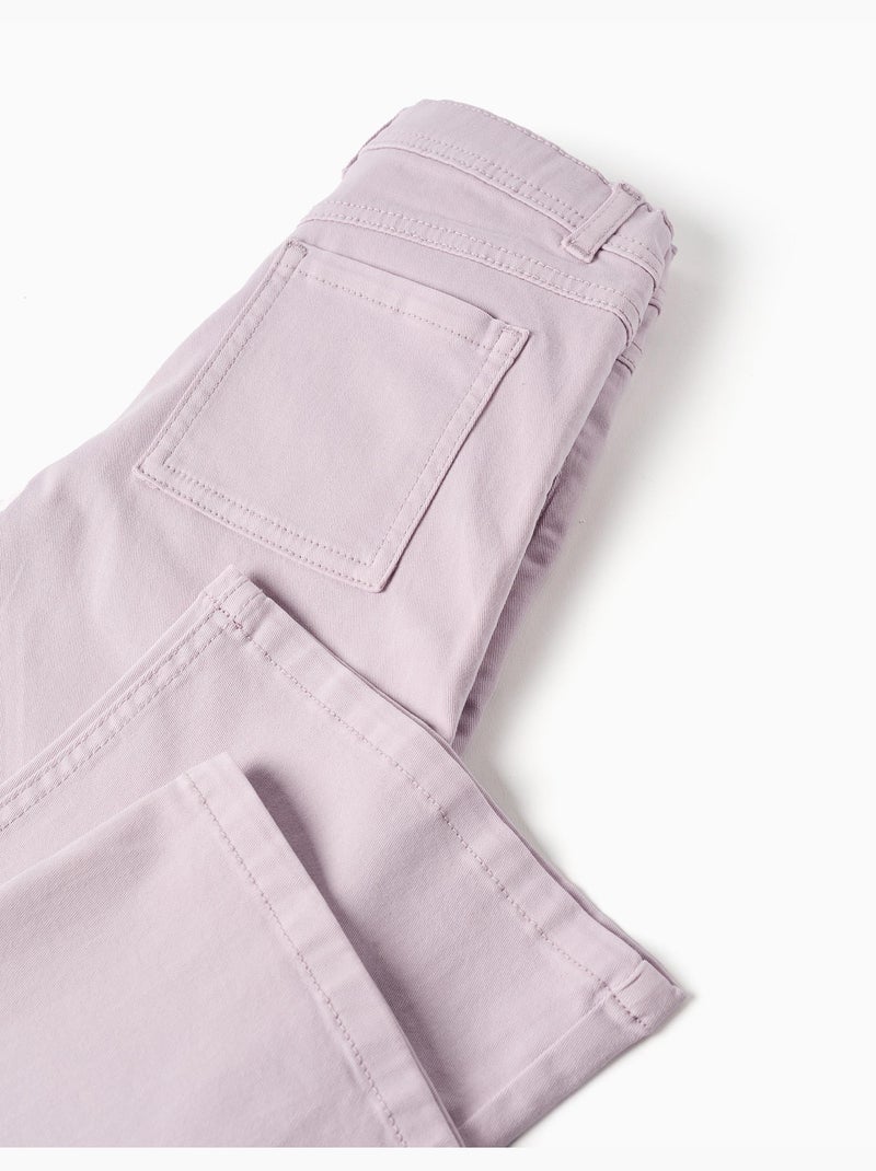 Pantalón de pierna ancha de sarga con cuatro bolsillos Malva lila - Kiabi
