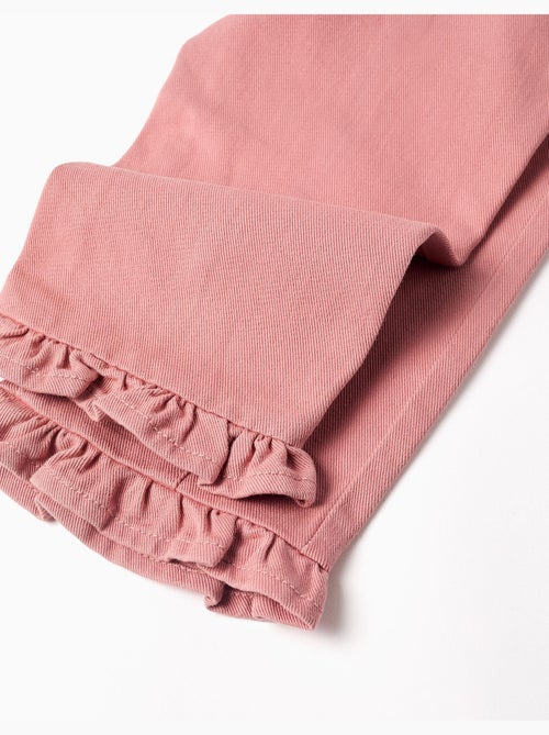 Pantalón de pierna ancha de sarga con volantes - Kiabi