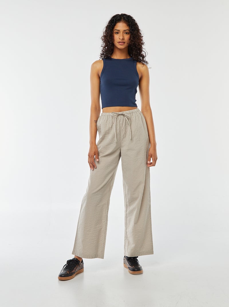 Pantalón de pijama a rayas Beige - Kiabi
