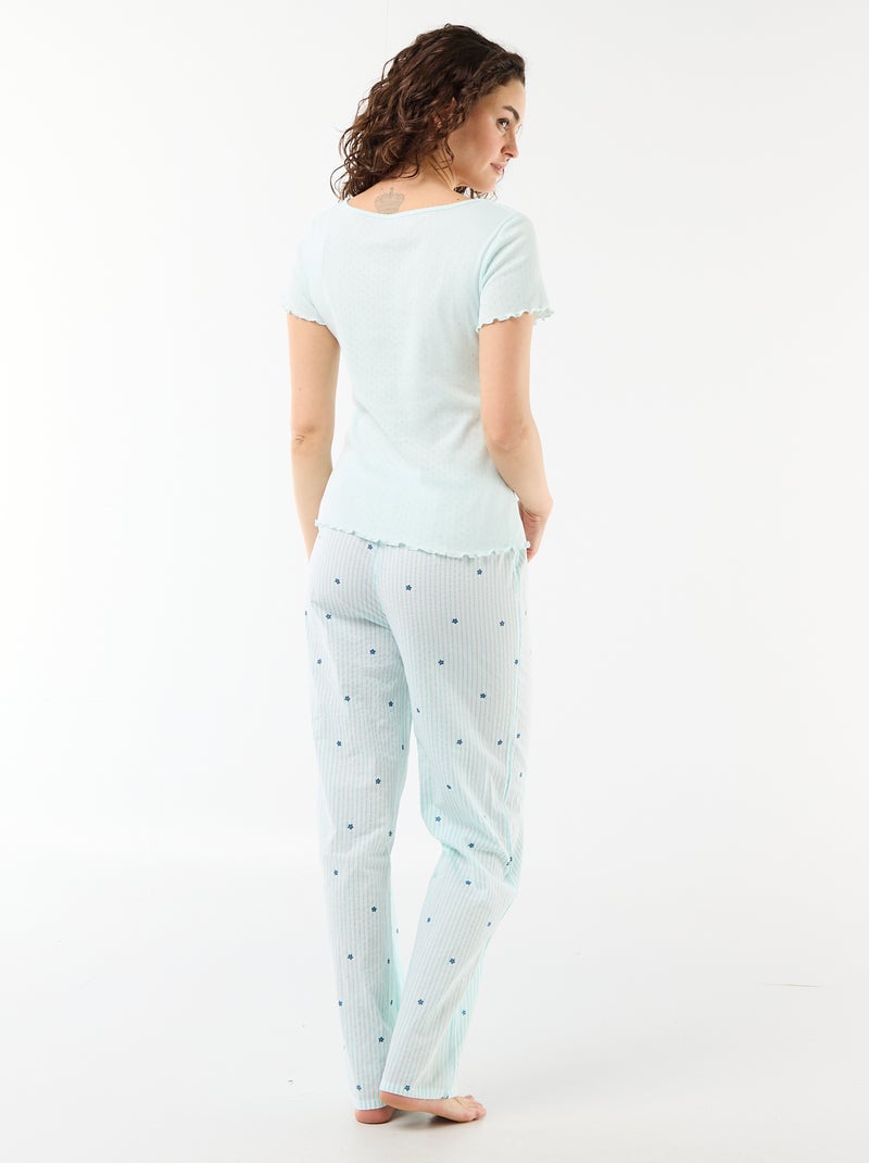 Pantalón de pijama de algodón estampado Azul - Kiabi