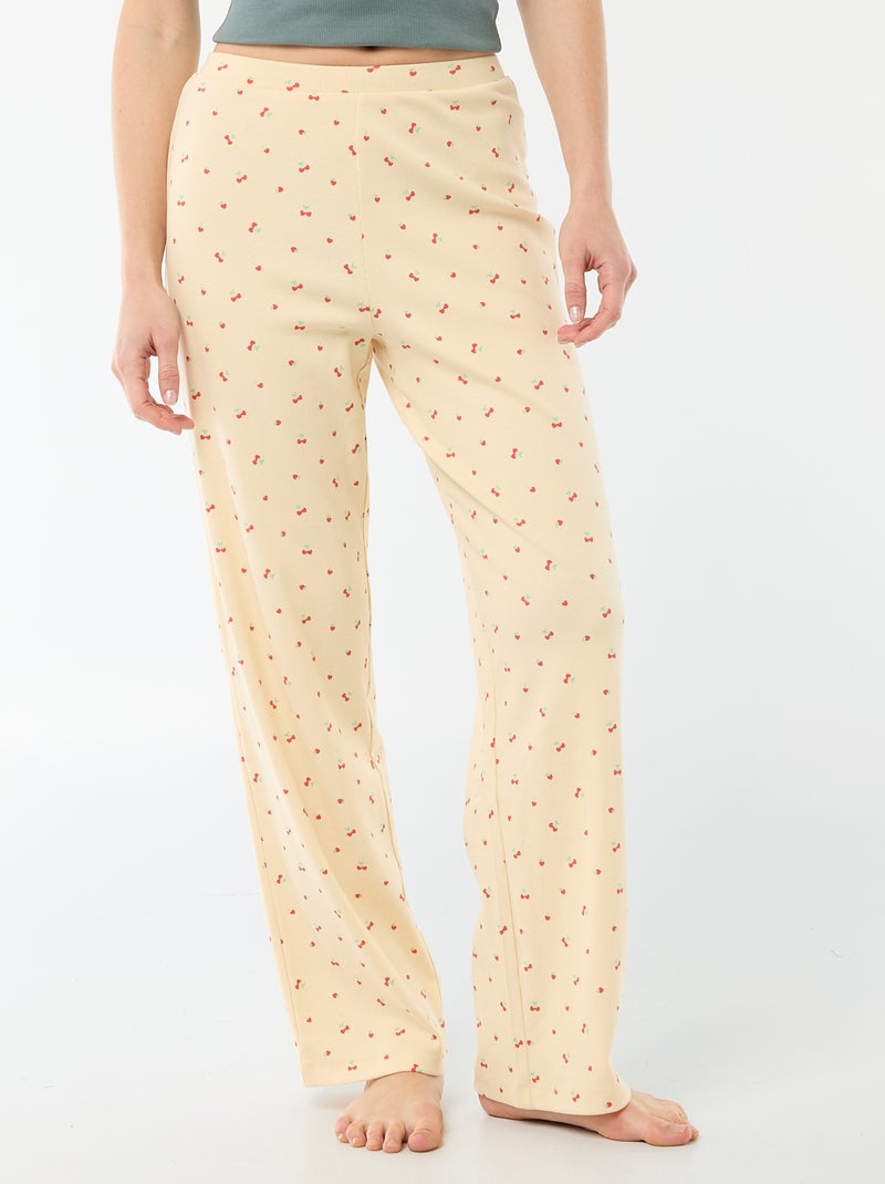 Pantalón de pijama de canalé Amarillo - Kiabi