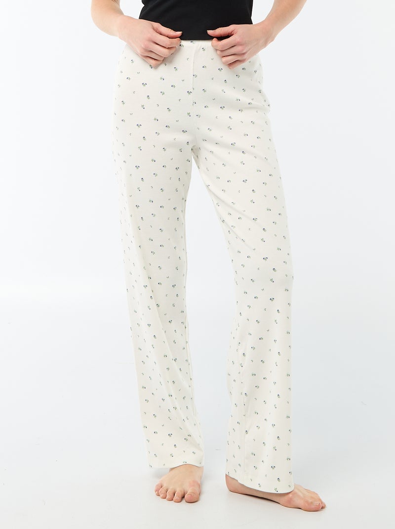 Pantalón de pijama de canalé Blanco - Kiabi