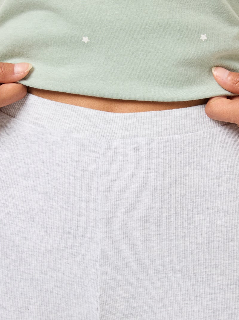 Pantalón de pijama de canalé Gris - Kiabi