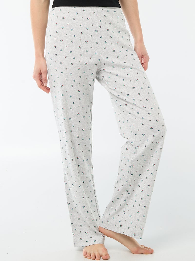 Pantalón de pijama de canalé Gris - Kiabi