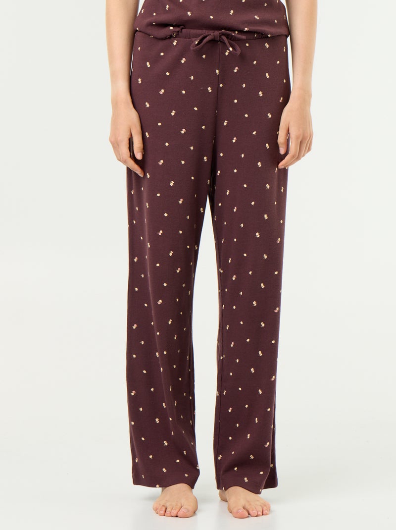 Pantalón de pijama de canalé Marrón oscuro - Kiabi