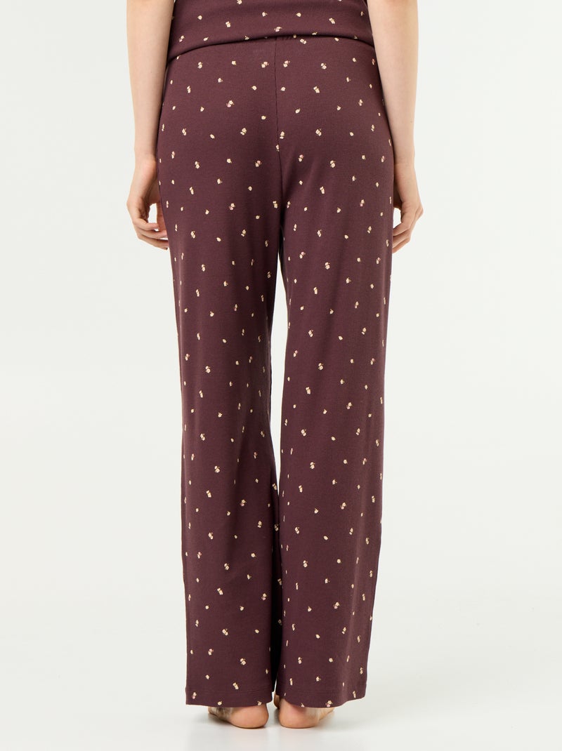 Pantalón de pijama de canalé Marrón oscuro - Kiabi