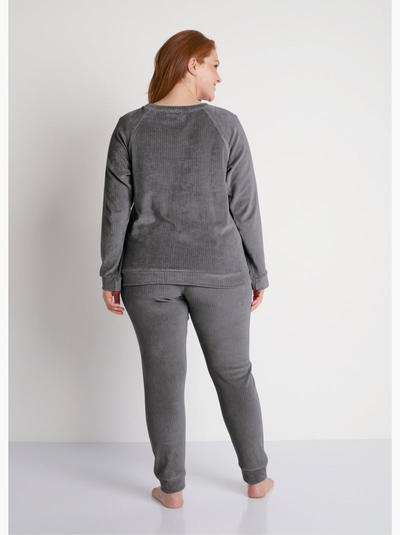 Pantalón de pijama de pana - Afibel Gris antracita - Kiabi