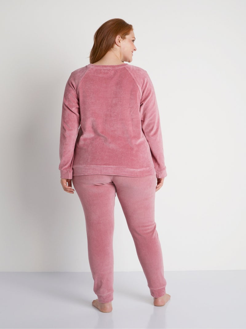 Pantalón de pijama de pana - Afibel Palo de rosa - Kiabi