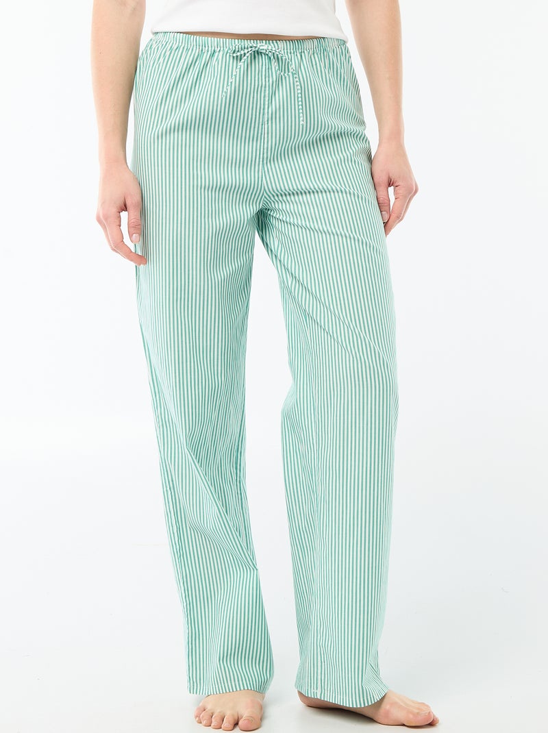 Pantalón de pijama de popelina Verde - Kiabi