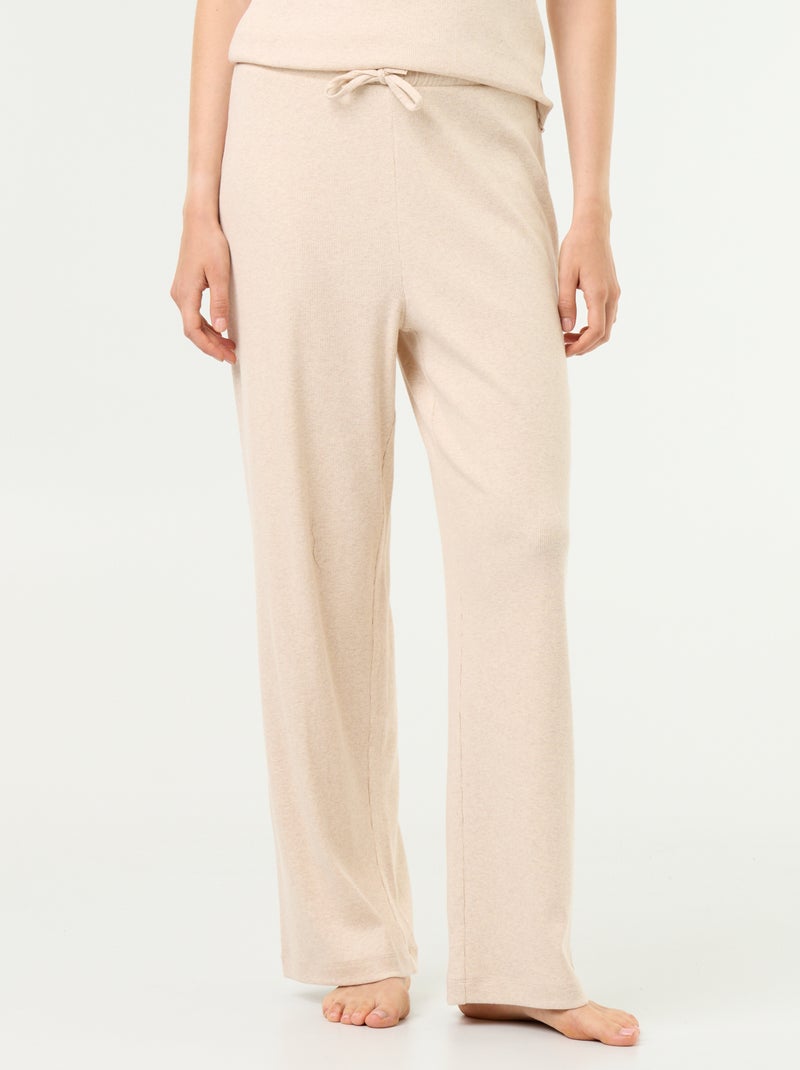 Pantalón de pijama de punto acanalado Beige - Kiabi
