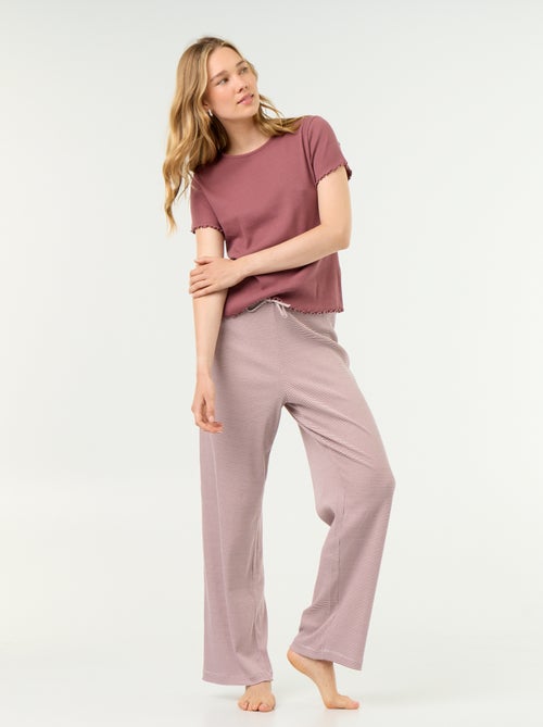 Pantalón de pijama de tejido de canalé - Kiabi Pantalón de pijama de tejido de canalé - Kiabi