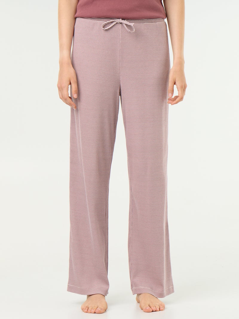 Pantalón de pijama de tejido de canalé Marrón claro - Kiabi