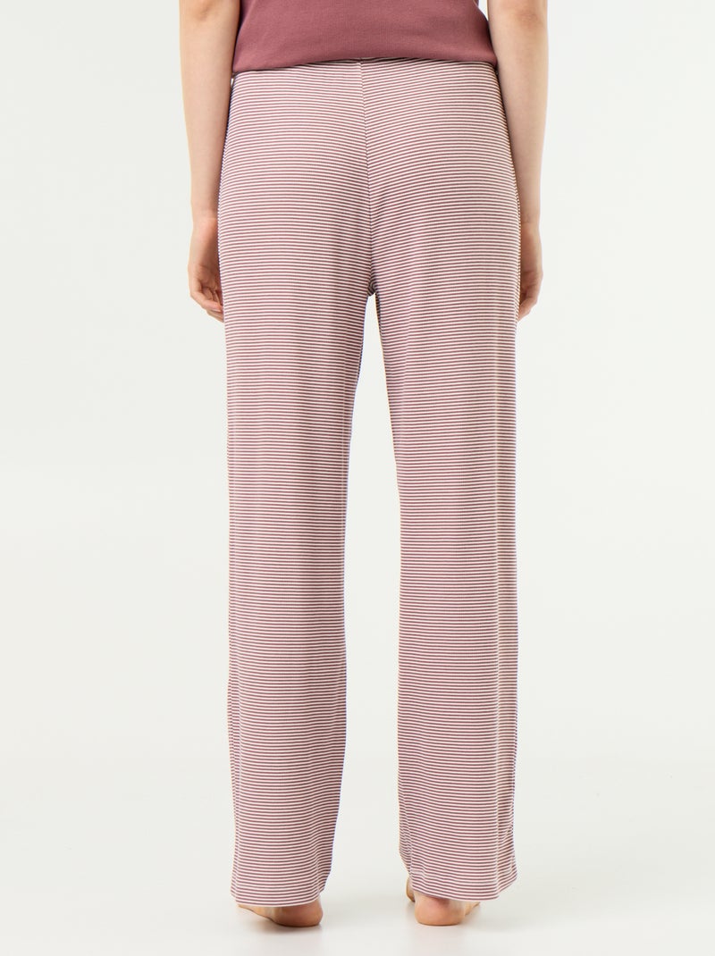 Pantalón de pijama de tejido de canalé Marrón claro - Kiabi