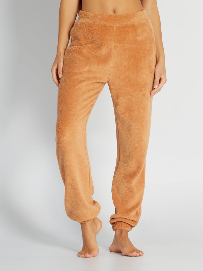 Pantalón de pijama de tejido polar MARRON - Kiabi