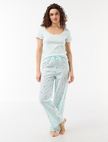 Pantalón de pijama de velo de algodón estampado