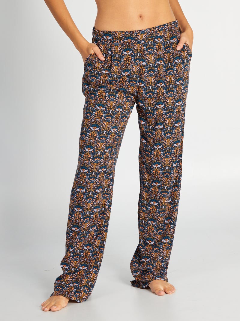 Pantalón de pijama vaporoso con estampado AZUL - Kiabi