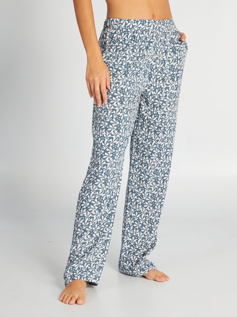 Pantalón de pijama vaporoso con estampado AZUL - Kiabi