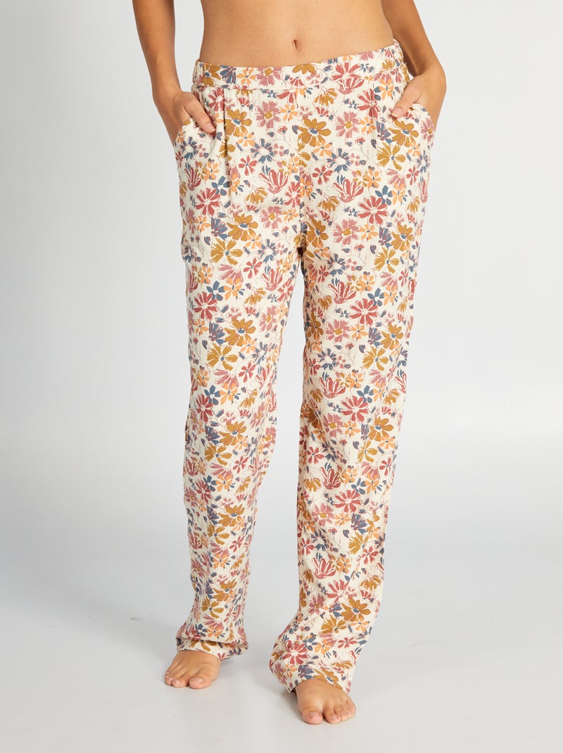 Pantalón de pijama vaporoso con estampado BEIGE - Kiabi