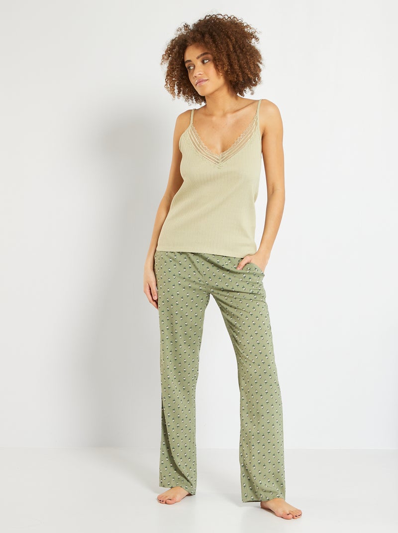 Pantalón de pijama vaporoso con estampado KAKI - Kiabi