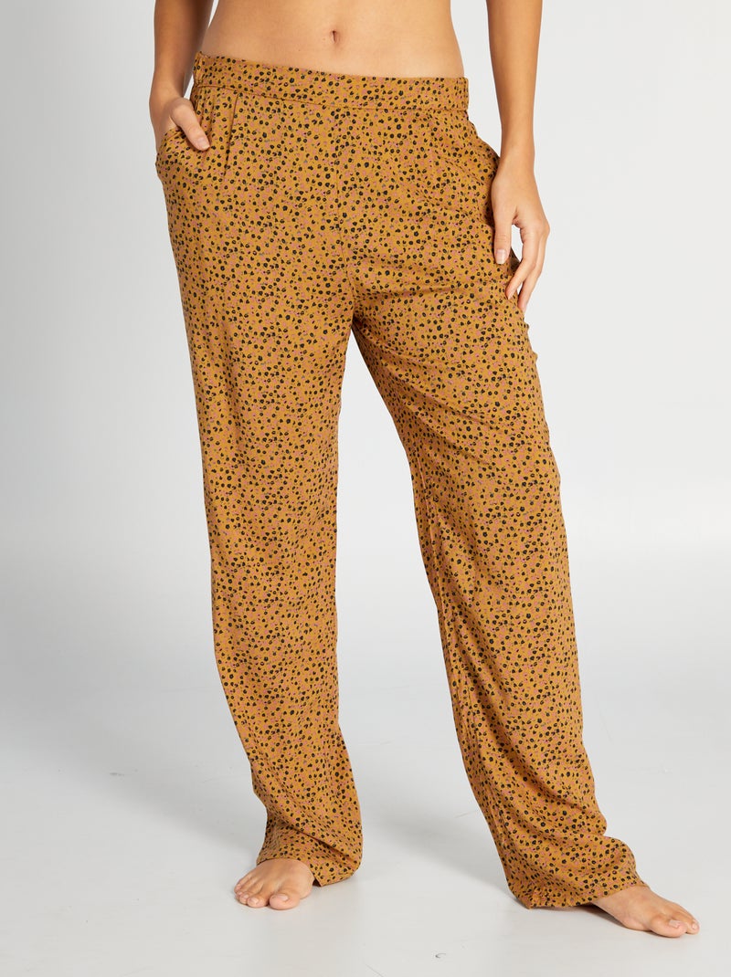 Pantalón de pijama vaporoso con estampado MARRON - Kiabi