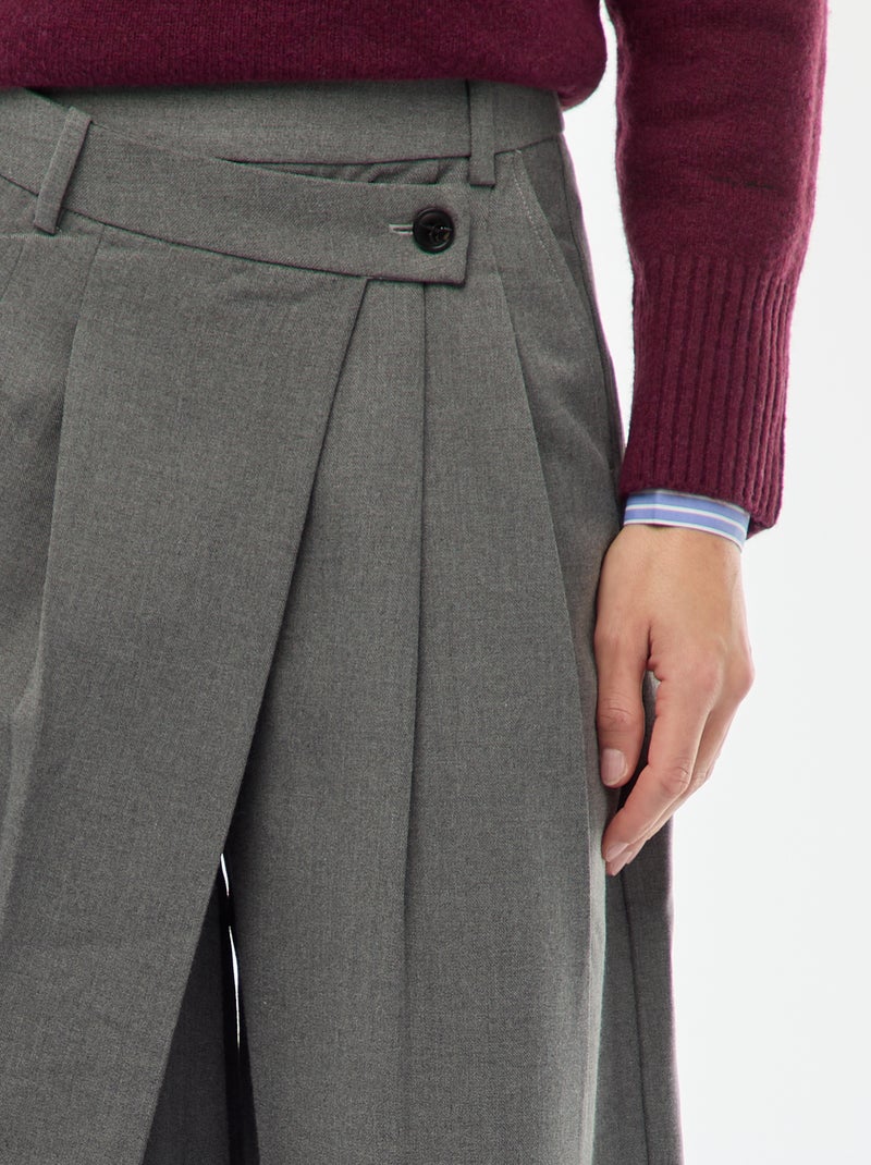 Pantalón de pinzas asimétrico Gris - Kiabi