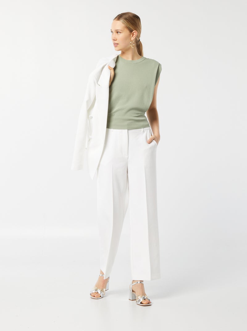 Pantalón de pinzas blanco - Kiabi
